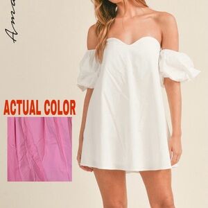 Amable by Mable Nala Off Shoulder Mini Dress Pink Size Medium